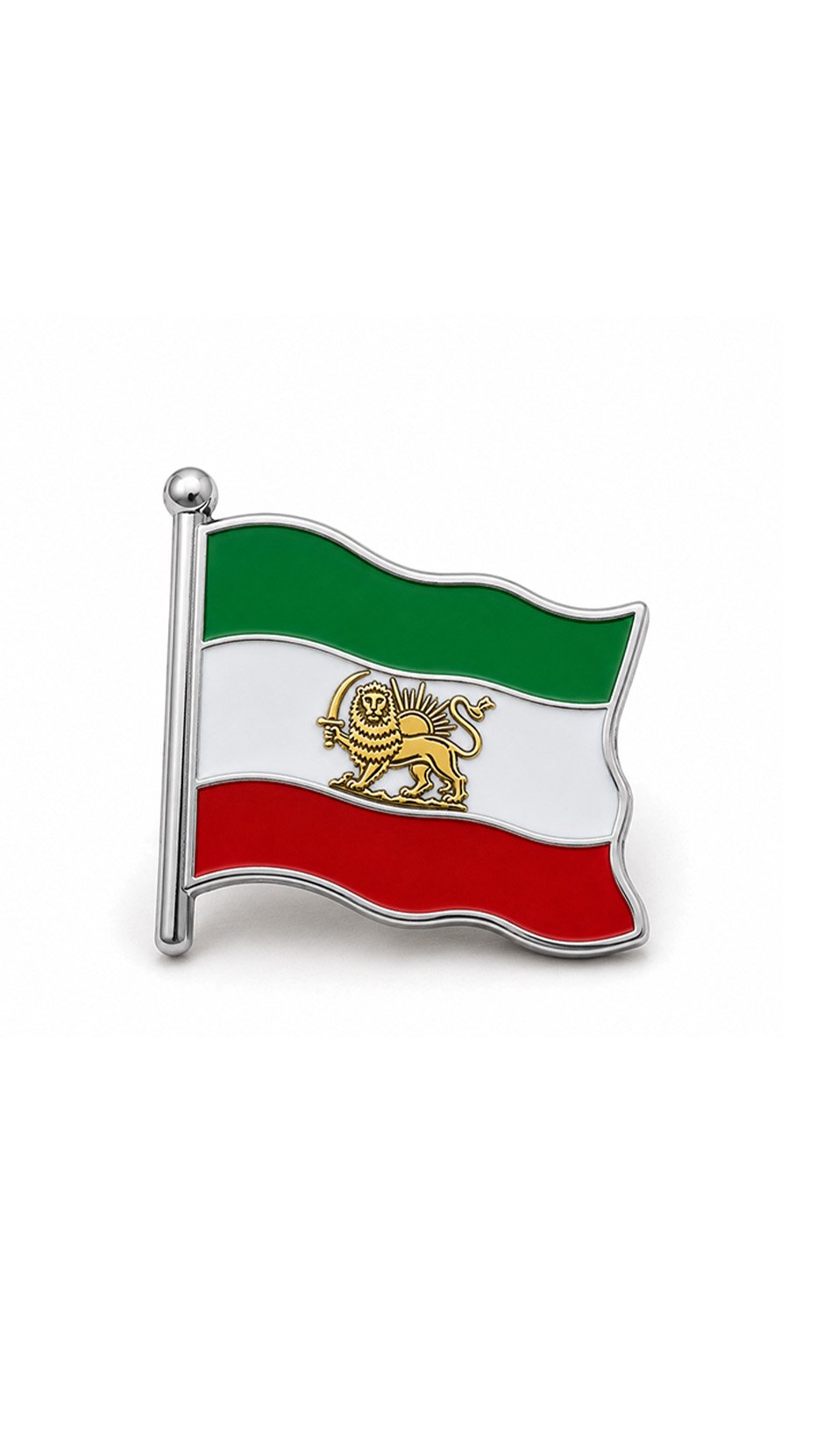 Iran Lion and Sun Flag Lapel Pins 925 Sliver Shir Khorshid Pahlavi Brooch Ancient Iranian Persian Jewelry, - Image 2