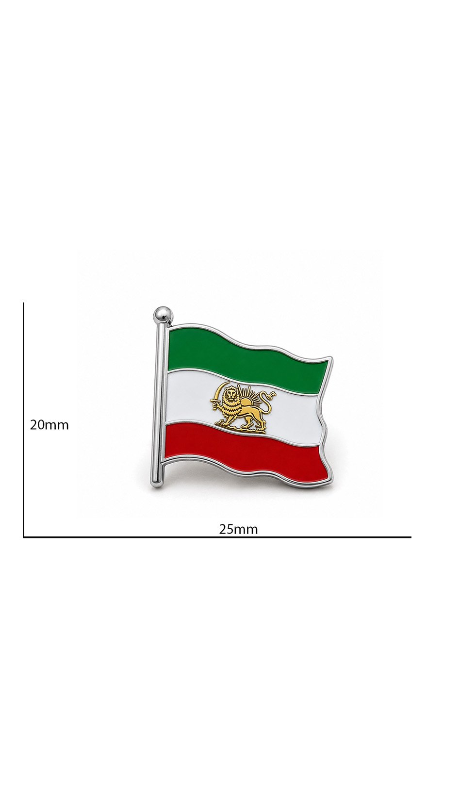 Iran Lion and Sun Flag Lapel Pins 925 Sliver Shir Khorshid Pahlavi Brooch Ancient Iranian Persian Jewelry, - Image 3